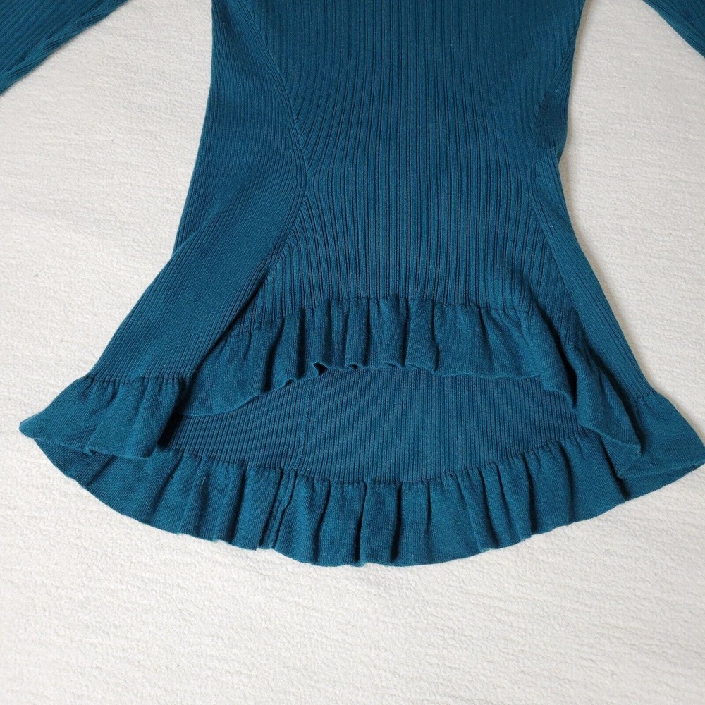 Worth New York Sweater Womens Sz P Lightweight Teal Green Silk Blend Academia - Picture 7 of 16